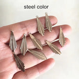 100 pcs Metal Stamping Fan Shape Charms 8*23mm