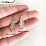 100 pcs Metal Stamping Fan Shape Charms 8*23mm