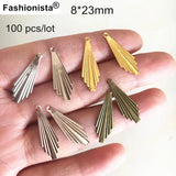 100 pcs Metal Stamping Fan Shape Charms 8*23mm