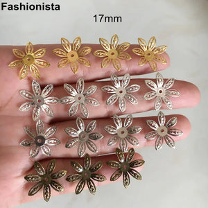 100 pcs Metal Stamping Filigree Flowers Bead Cap 17mm DIY Crafts