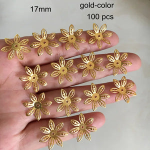100 pcs Metal Stamping Filigree Flowers Bead Cap 17mm DIY Crafts