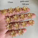 100 pcs Metal Stamping Filigree Flowers Bead Cap 17mm DIY Crafts