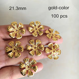 100 pcs Metal Stamping Flower Bead Caps For Filigree Jewel Making-Silver