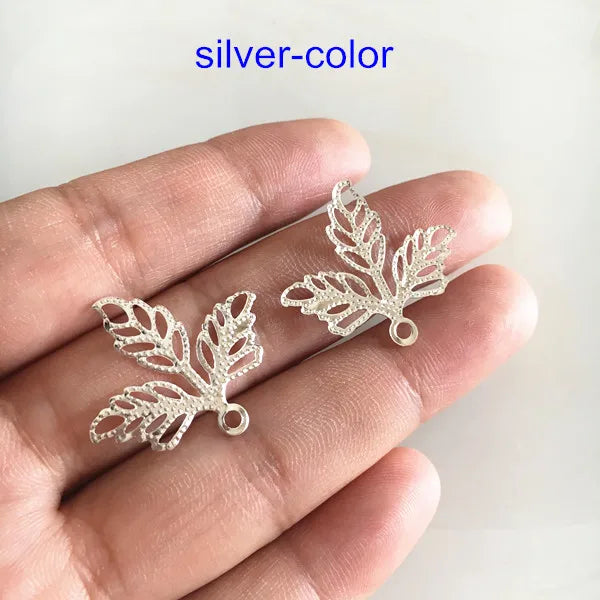 100 pcs Metal Stamping Leaf Charms 23*25mm Gold/Silver/Steel/Bronze DIY Crafts