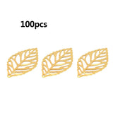 100 pcs Leaf Metal Flower Pendant Charm DIY UV Resin Necklace Kit