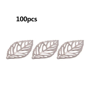 100 pcs Leaf Metal Flower Pendant Charm DIY UV Resin Necklace Kit