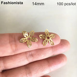 100 Raw Brass Bead Caps, 14mm Flower Bead Cap, Jewelry Making DIY Crafts