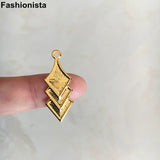 100 pcs Small Charms 12x31mm Three-Layer Rhombus Earrings Charms