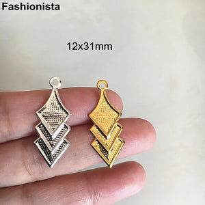 100 pcs Small Charms 12x31mm Three-Layer Rhombus Earrings Charms