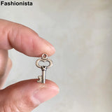 100pcs Tiny Key Charms Antique Bronze 8x15mm for Pendants Earrings Zipper Pulls