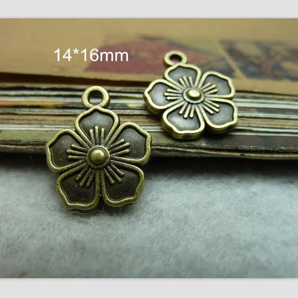 100pcs Metal Flower Charms, DIY Bracelet, Necklace Supplies