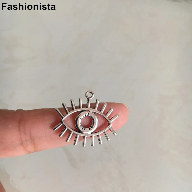 Vintage Metal Eyes Charms 25.5x22mm Long Eyelashes Eye For Jewelry DIY -D