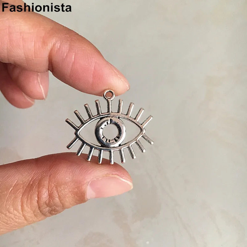 Vintage Metal Eyes Charms 25.5x22mm Long Eyelashes Eye For Jewelry DIY -D