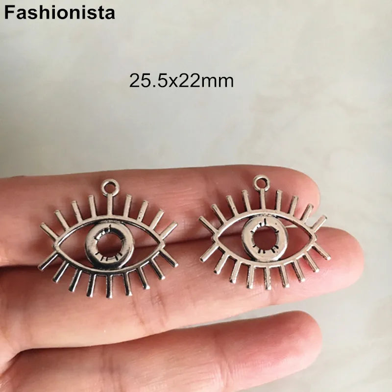 Vintage Metal Eyes Charms 25.5x22mm Long Eyelashes Eye For Jewelry DIY -D