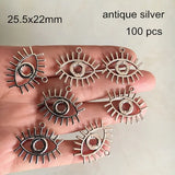 Vintage Metal Eyes Charms 25.5x22mm Long Eyelashes Eye For Jewelry DIY -D