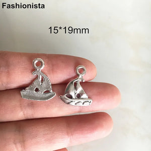 100 pcs Sailboat Charms for DIY Jewelry Making