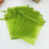 100 pcs Army Green Drawstring Organza Bag Wedding Candy Gift Bag 5x7cm 7x9cm