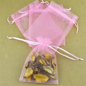 100 pcs Pink Organza Bag Wedding Candy Jewelry Packaging Display Gift Bag