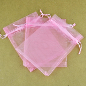 100 pcs Pink Organza Bag Wedding Candy Jewelry Packaging Display Gift Bag
