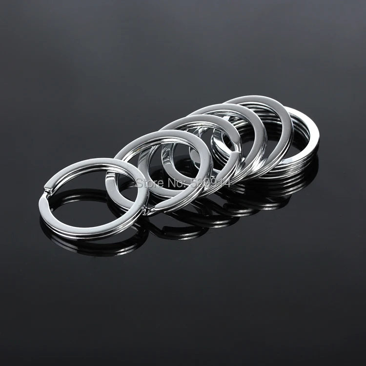 100 pcs 25MM Round Metal Keyring Rhodium Plated Key Ring Findings