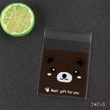 100 pcs Bear Plastic Cookie Bags Biscuit Snack Packing Candy Wedding Bags