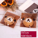 100 pcs Bear Plastic Cookie Bags Biscuit Snack Packing Candy Wedding Bags