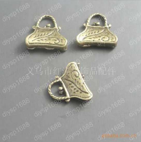 100 pcs Antique Bronze Charms Pendants for Jewelry Handbag Shape