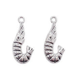 100 pcs Alloy Shrimp Pendant Jewelry Accessories 27x12mm DIY Earrings Necklace