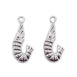 100 pcs Alloy Shrimp Pendant Jewelry Accessories 27x12mm DIY Earrings Necklace