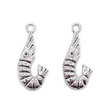 100 pcs Alloy Shrimp Pendant Jewelry Accessories 27x12mm DIY Earrings Necklace