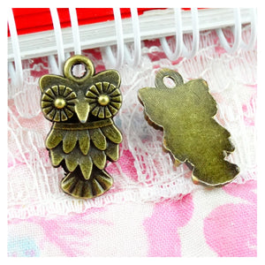 100 Antique Bronze Owl Charms 11.8x20mm DIY Jewelry Accessories