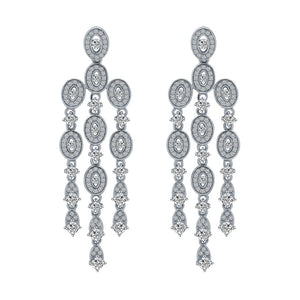 14k Diamond Drop Earrings for Women - Romantic Rhinestone Stud Earrings