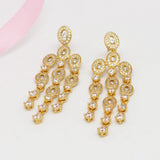 14k Diamond Drop Earrings for Women - Romantic Rhinestone Stud Earrings