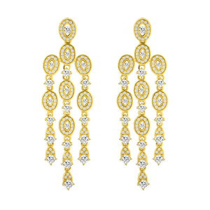 14k Diamond Drop Earrings for Women - Romantic Rhinestone Stud Earrings