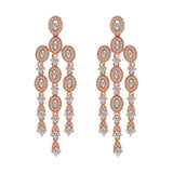 14k Diamond Drop Earrings for Women - Romantic Rhinestone Stud Earrings