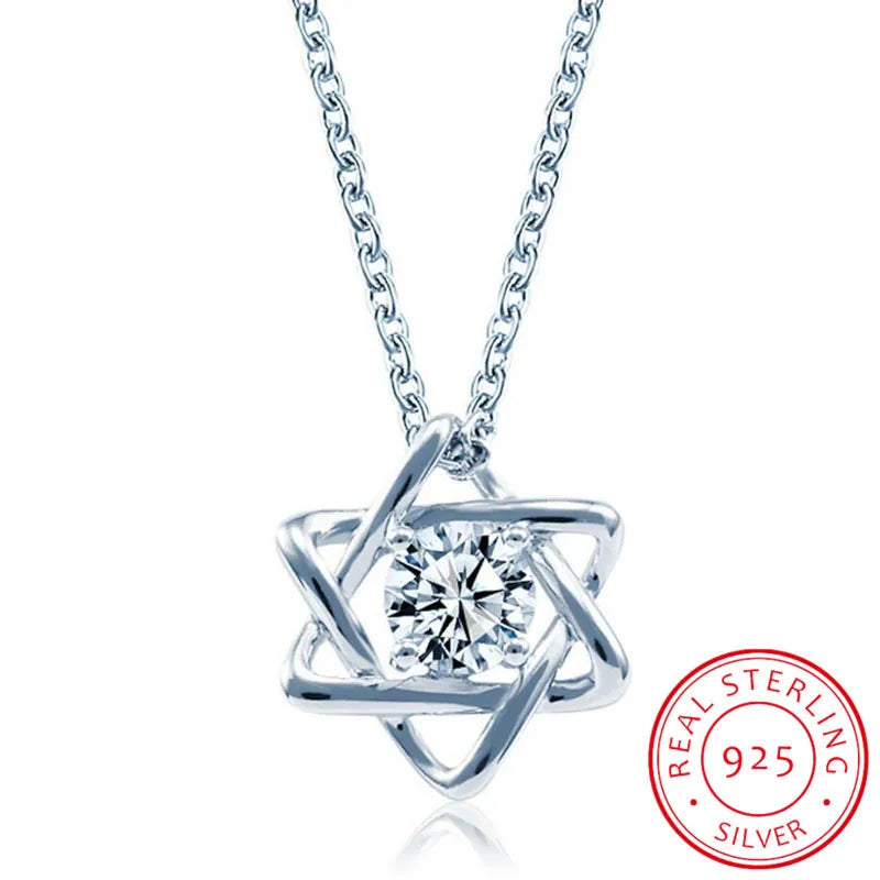 925 Silver necklace with round zirconia pendent