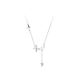925 Silver CZ Butterfly Pendant Choker Necklace