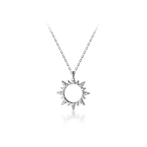 925 Sterling Silver Mini CZ Set SUN Pendant Necklace