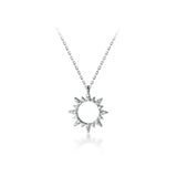 925 Sterling Silver Mini CZ Set SUN Pendant Necklace