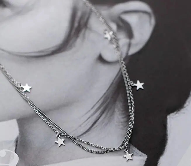925 Silver Double-Layer Star Pendant Necklace