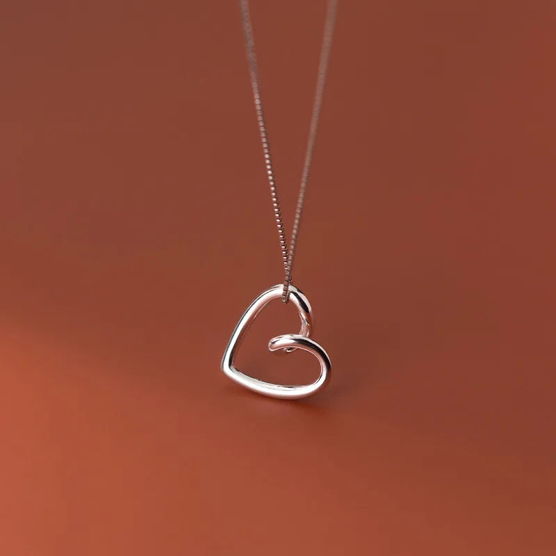 925 Silver Heart Pendant Necklace Women's Jewelry Gift