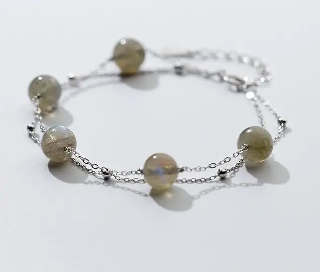 925 Silver Moonstone & Beads Chain Bracelet GTLS550