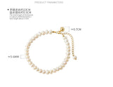 925 Sterling Silver Pearl Baroque Chain Bracelet Bell Women's