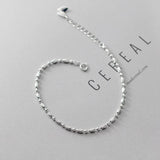 925 Sterling Silver Lucky Bean Oval Beads Chain Bracelet Women's C-S448