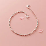 925 Sterling Silver Lucky Bean Oval Beads Chain Bracelet Women's C-S448