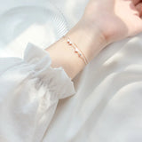 925 Sterling Silver Double Rows 3-Heart Anklet Bracelet