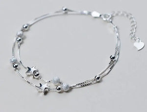 925 Sterling Silver Multi-layers Rows Beads Bracelet
