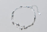 925 Sterling Silver Multi-layers Rows Beads Bracelet