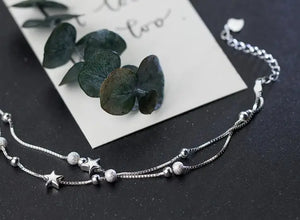 925 Sterling Silver Multi-layers Rows Beads Bracelet