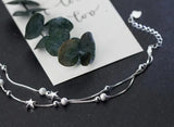 925 Sterling Silver Multi-layers Rows Beads Bracelet